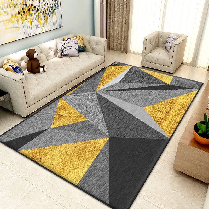 Neat 3D Effect Triangle Rug Multicolor Contemporary Carpet Polypropylene Machine Washable Pet Friendly Anti-Slip Rug for Home
