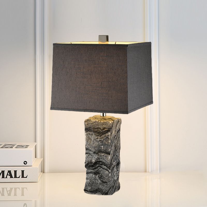 Marble Night Table Rectangular Light Modernisme Lampe de bureau à tête en noir avec de l'ombre en tissu