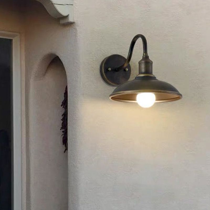 Industrial Outdoor Sconce Lighting Bran Shade Down Lighting Wall Mount Light