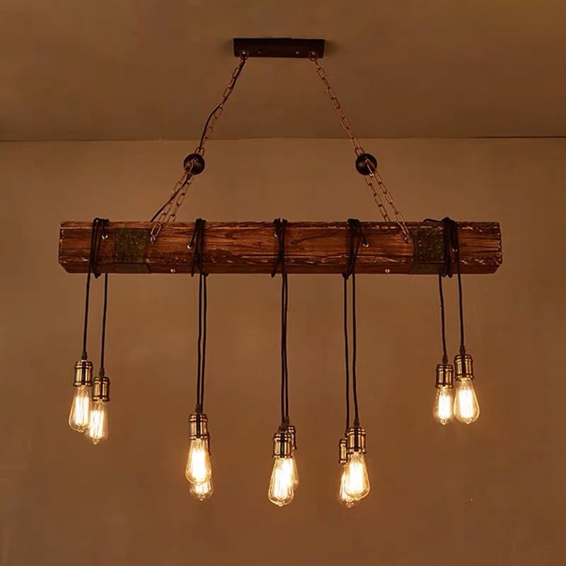 Industrial Style Linear Hanging Pendant Lights Wood Pendant Light Fixtures