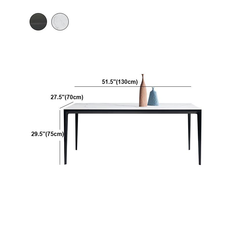 Metal Modern Rectangle Table Sintered Stone Table with 4 Legs