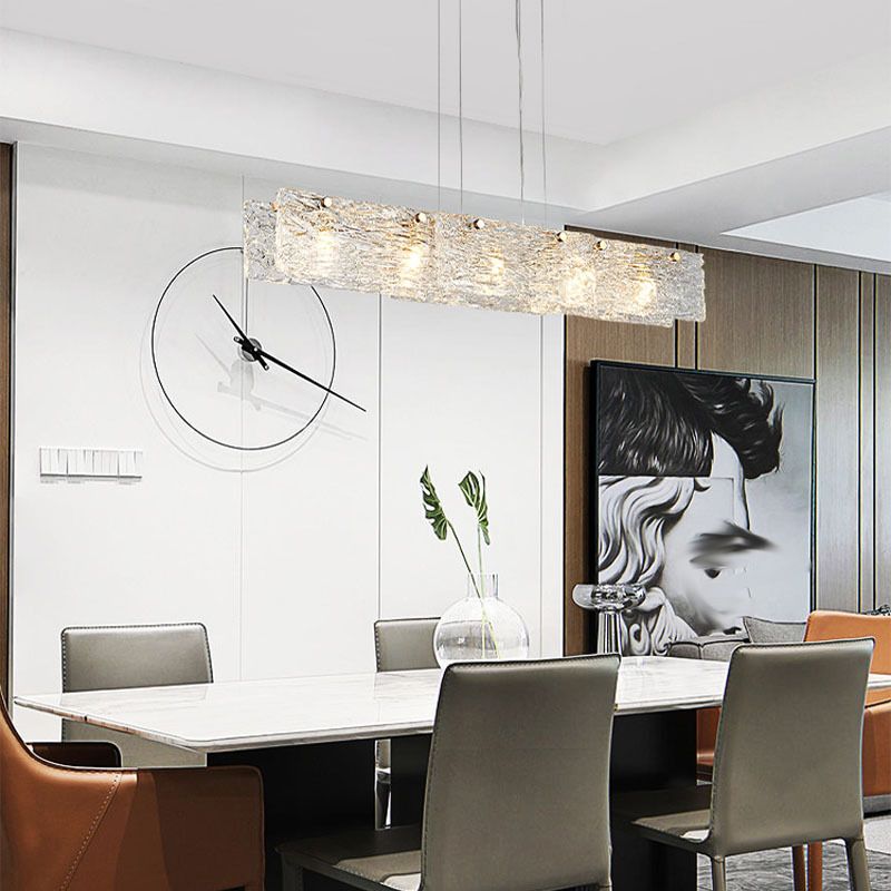 5-Light Modern Golden Kitchen Island Lighting Glass Ceiling Light for Bedroom