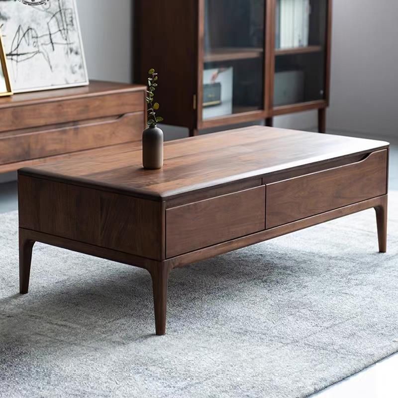 23" Wide Contemporary Coffee Table Rectangle Solid Wood Cocktail Table