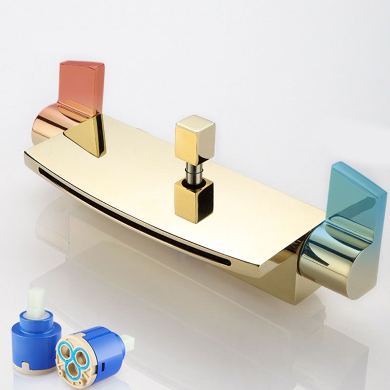 Traditional Wall Mounted Metal Tub Filler Low Arc Waterfall Tub Faucet Trim