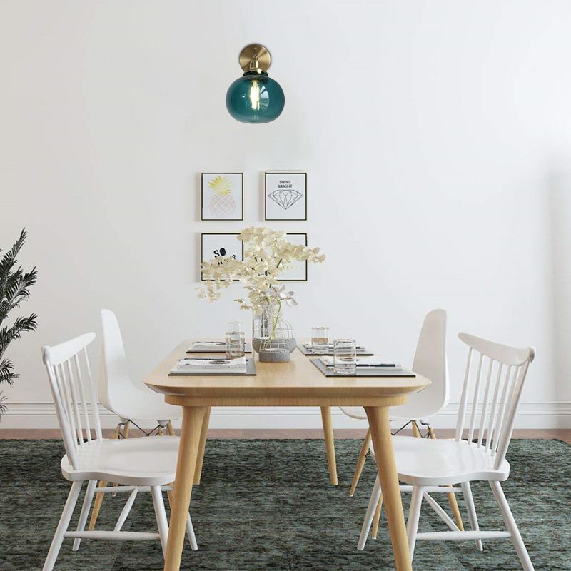 Luce di montaggio a parete di zucca industriale 1 blu blu/verde/trasparente appuntamento con lampada con applique di vetro prismatico per il ristorante