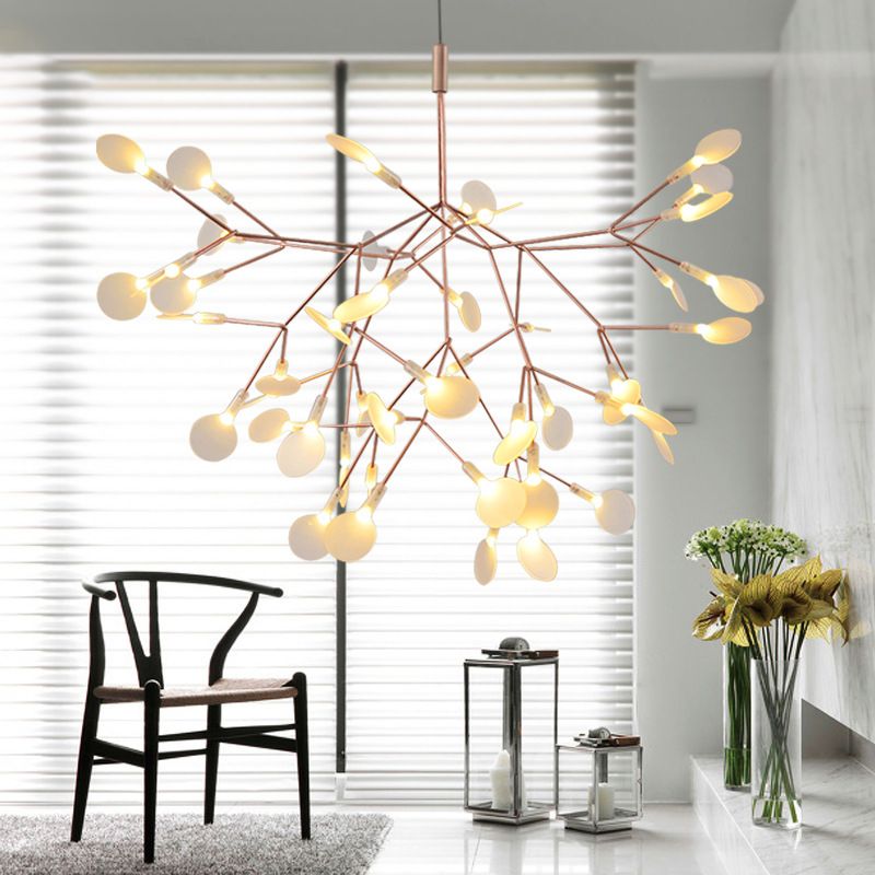 Metallzweig Anhänger Beleuchtung moderner Stil Multi -Leuchten hängende Lampe in Weiß