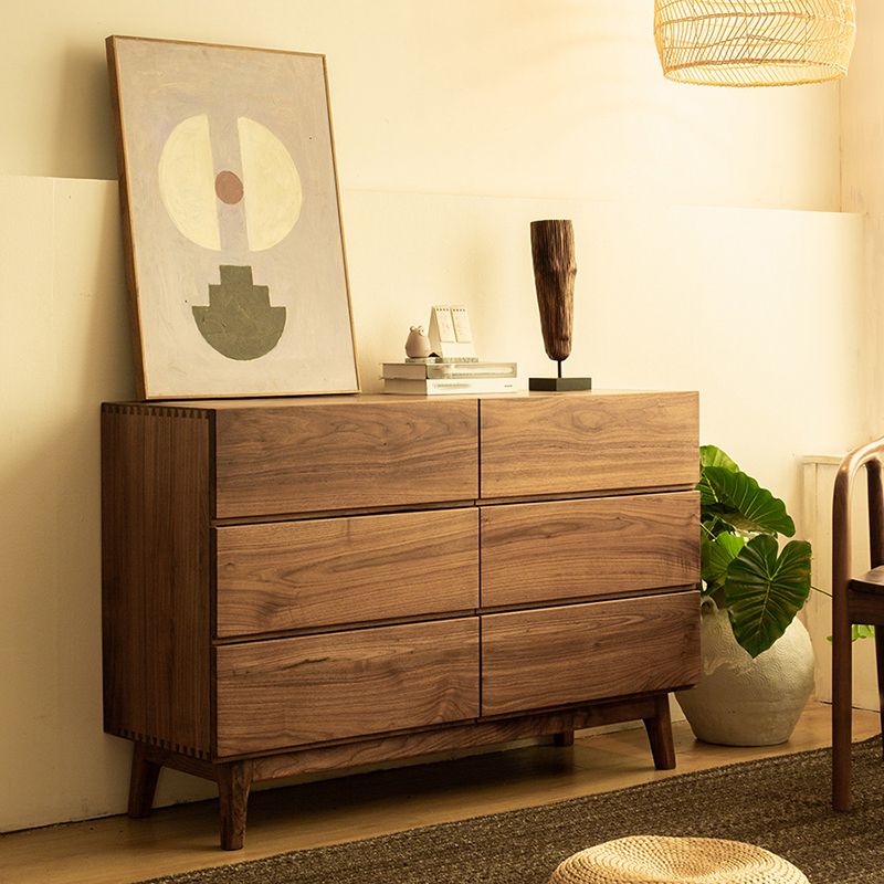 Traditional Horizontal Double Dresser Wood Storage Dresser for Bedroom