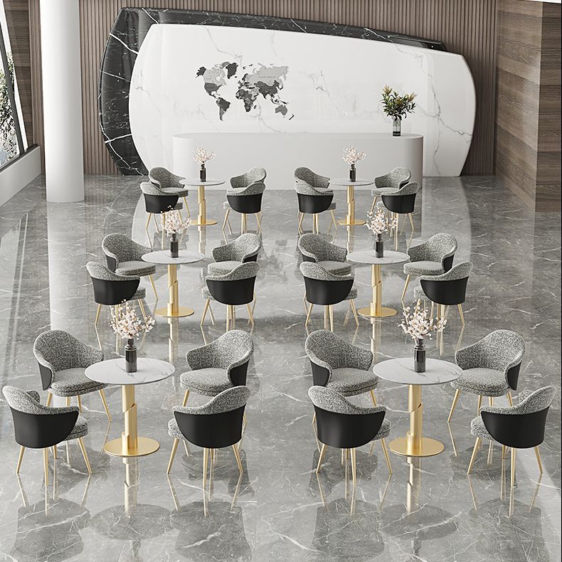 Modern Style Round Dining Table Sintered Stone Table with Tulip Base