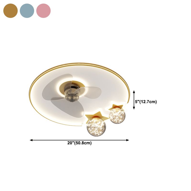 3-Blade Ceiling Fan Children Metallic Polish Finish Fan with Light for Living Room