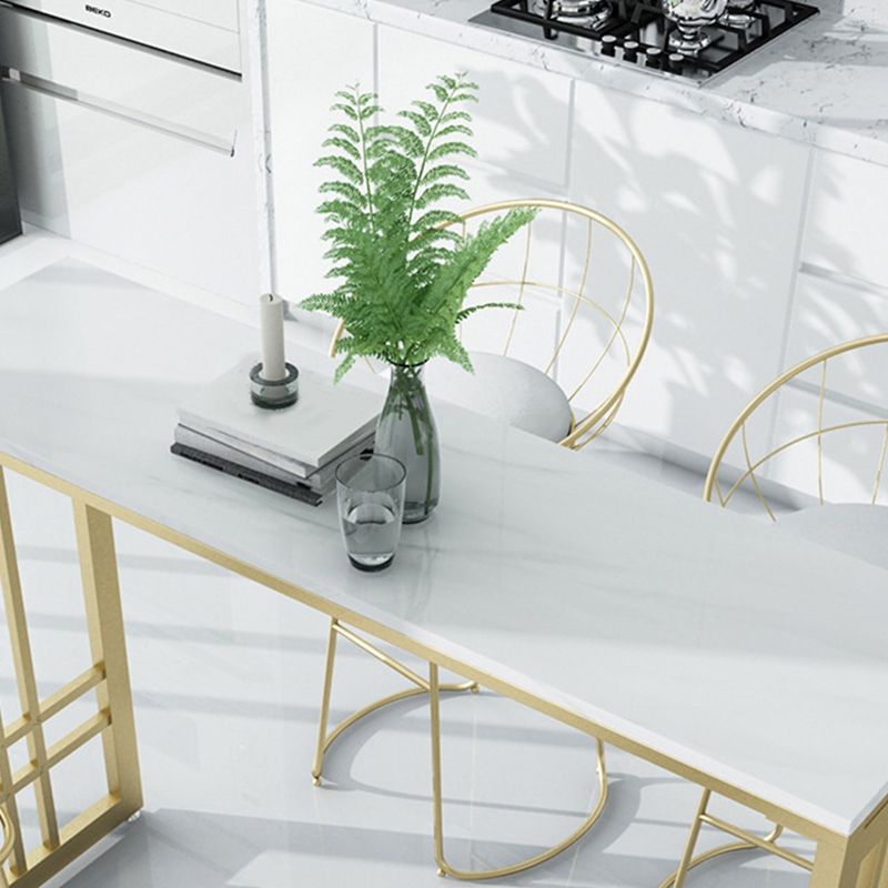 Glam Style Rectangle Bar Table Faux Marble Fixed Bar Height Table for Indoor
