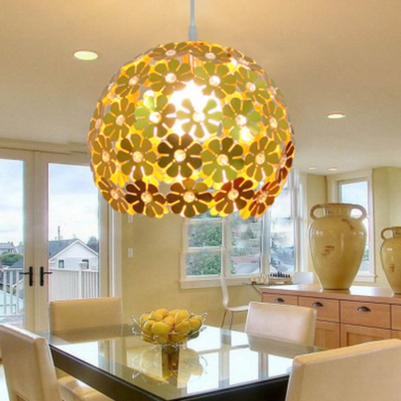 Lámpara colgante de globo dorado iluminación colgante de aluminio posmoderna para restaurante