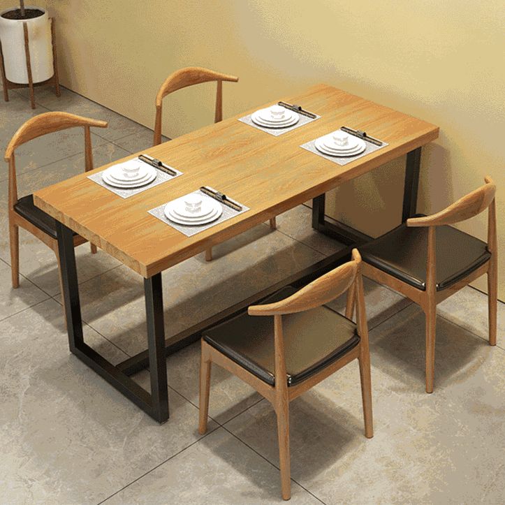 Industrial Rectangle Wooden Table Set 1/2/5 Pieces Dining Set for Kitchen