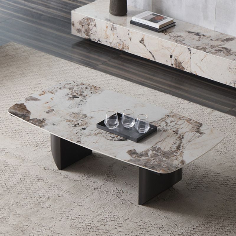 Contemporary Slate Rectangle Coffee Table Standard Single Coffee Table