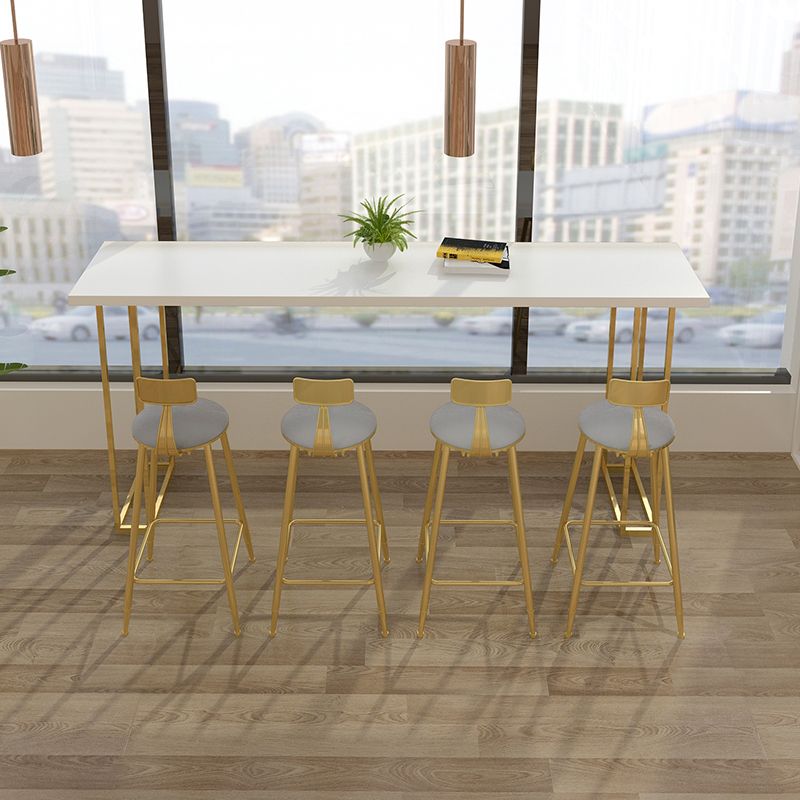 Glam Style Rectangle Bar Table Solid Wood Sled Base Bar Dining Table