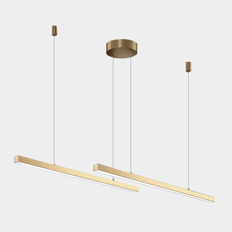 Gold Aluminum Island Lamps Linear Restaurant LED Pendant Lights with Acrylic Shade