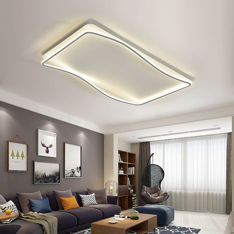 Modern Geometry Flush Ceiling Light 2-Head Bedroom LED Flush Mount Lamp with Acrylic Shade