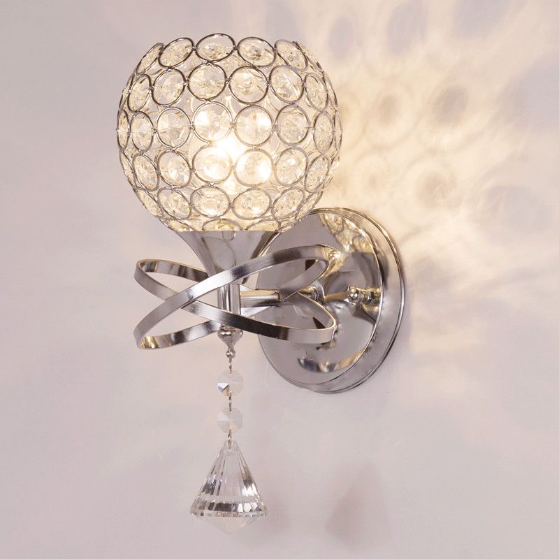 Globe Wall Mount Light Fixture Modern Wall Mounted Lighting with Clear Crystal Shade