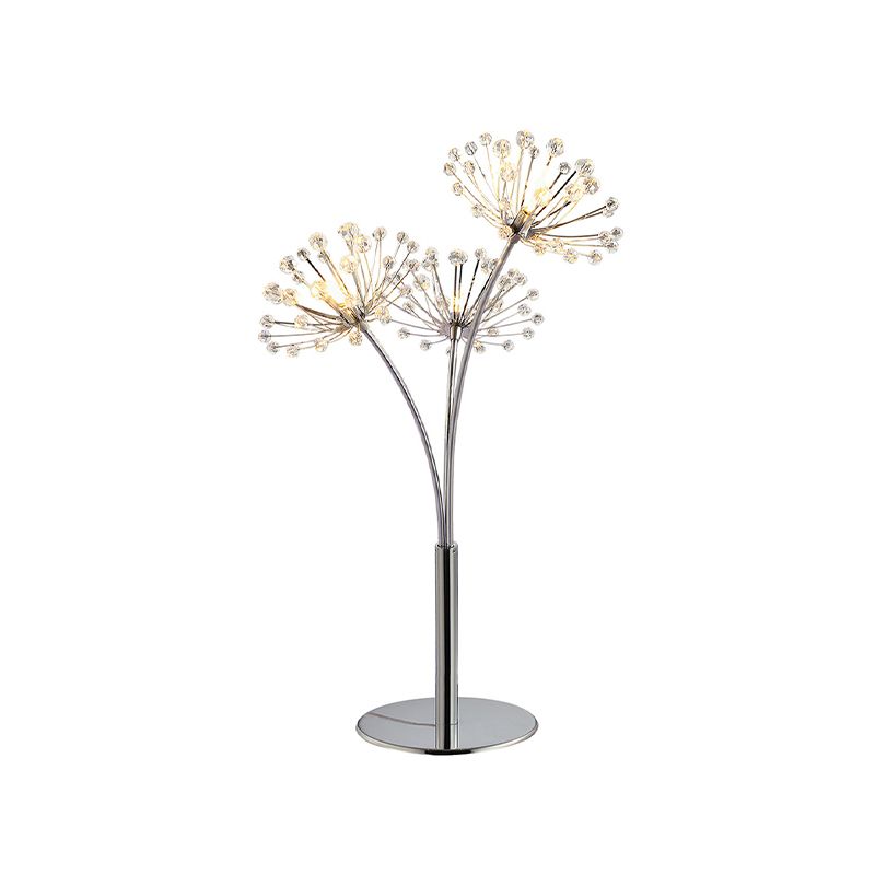Zilveren paardenbloem tafellamp eigentijds kristal 1 licht bed nachtkastje licht licht