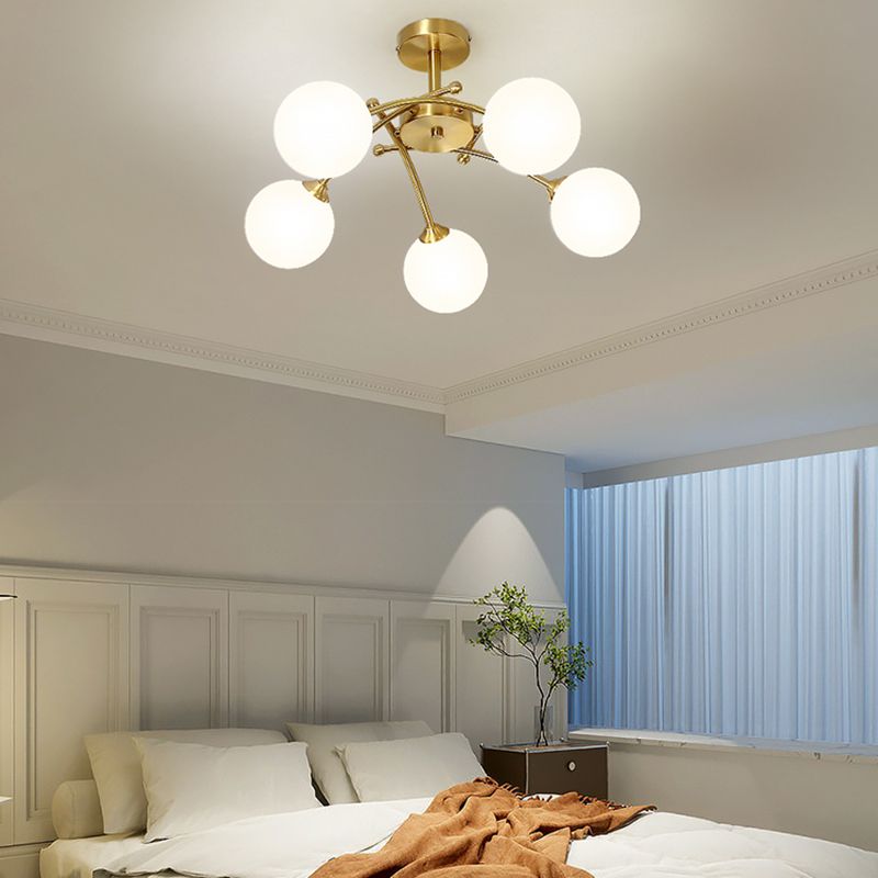 Nordic Style Copper Ceiling Light Ball Shape Ceiling Lamp for Bedroom