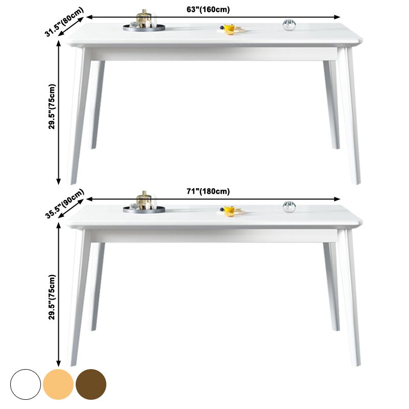 Eigentijdse massieve houten rechthoekige vorm eettafel standaard eettafel met 4 potenbasis