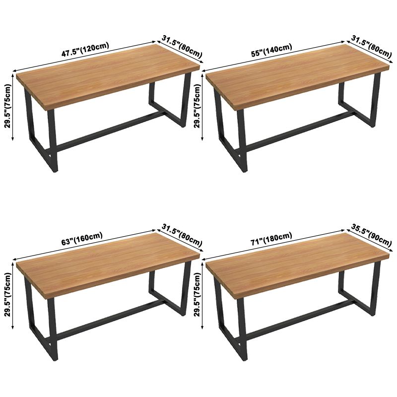 Industrial Rectangle Dining Table Solid Wood Table with Trestle Base for Home Kitchen Dinner