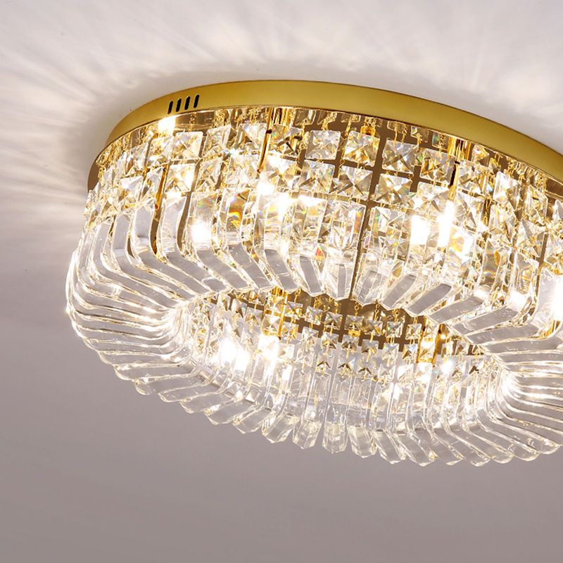 Contemporary Flush Mount Ceiling Light Crystal Flush Light for Living Room