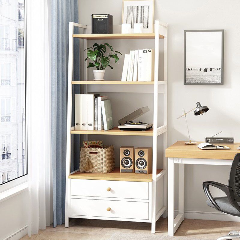 12" W Metal Frame Bookshelf Modern Open Storage Ladder Bookcase