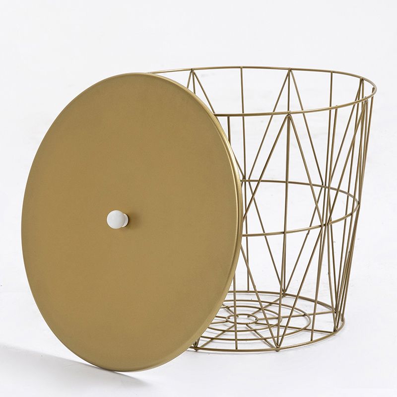 Round Top Cocktail Table with Metal Stogage Base Contemporary