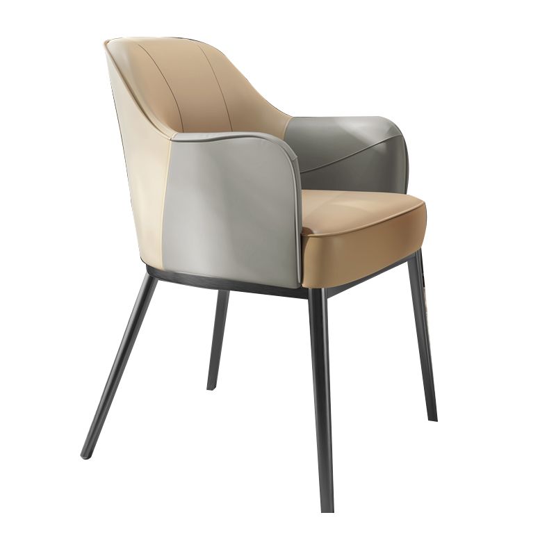 Industrial Style Arm Chair Faux Leather Dining Chair for Bedroom