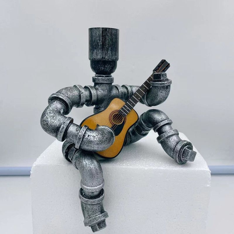 Lampada da comodino per piping creativa industriale a forma di chitarrista a forma di chitarrista per camera da letto per camera da letto