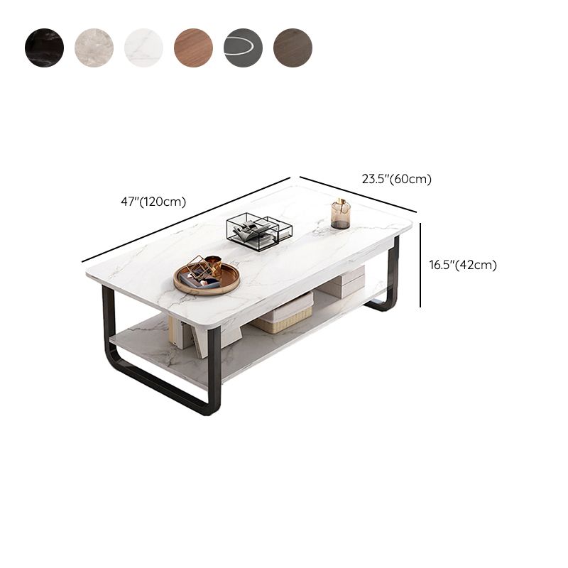 4 Legs Storage Coffee Table Set Modern Wood Rectangle Coffee Table