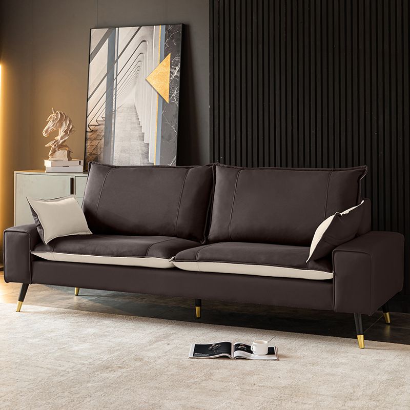 Imitated Leather Upholstered Sofa with Pillow Back Latex/sponge Padding