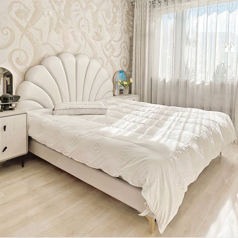 Contemporary Genuine Leather Standard Bed Frame Upholstered Headboard