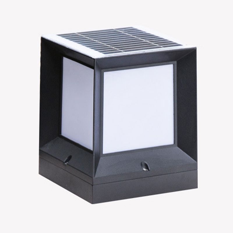 Patio Solar Energy Pillar Lamp Modern Square LED Outdoor Light