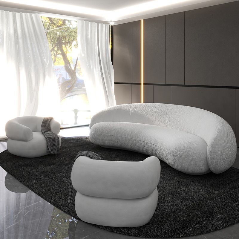 Contemporary Tight Back Curved Seating Sloped Arm Sofa for Living Room