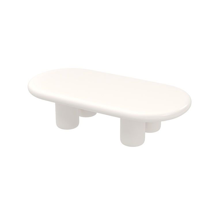 Modern 4 Legs Cocktail Table Oval Engineered Wood Coffee Table - White