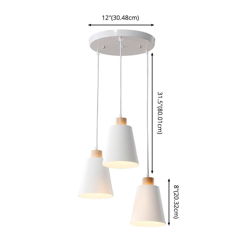 Conical Dinning Room Hanging Ceiling Light Wood Minimalist Style Hanging Lamp Kit