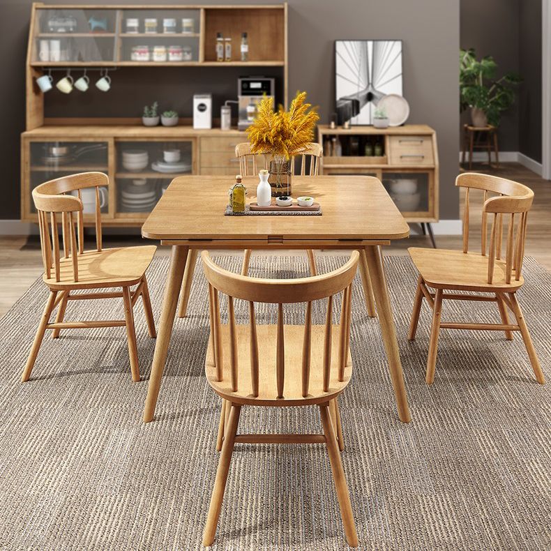 Industrial Solid Wood Dining Table Extendable Trestle Dining Table with 4 Legs
