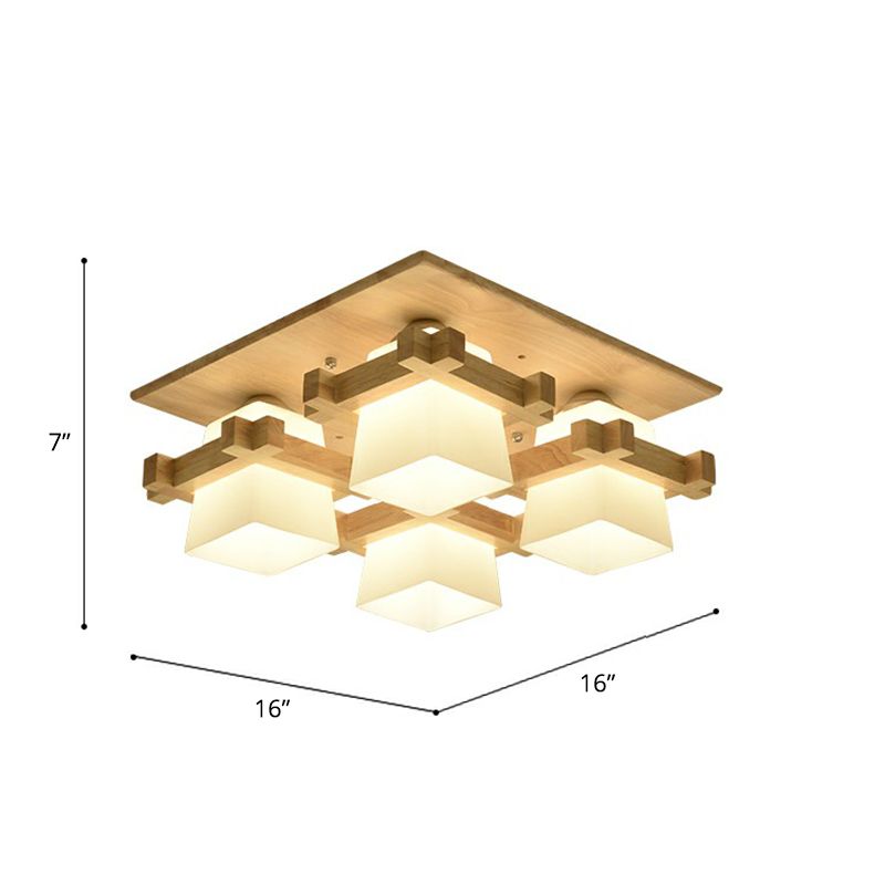 Vérification près du plafond Light Nordic Milk Glass Wood Mont Semi Flush Mount pour salle à manger