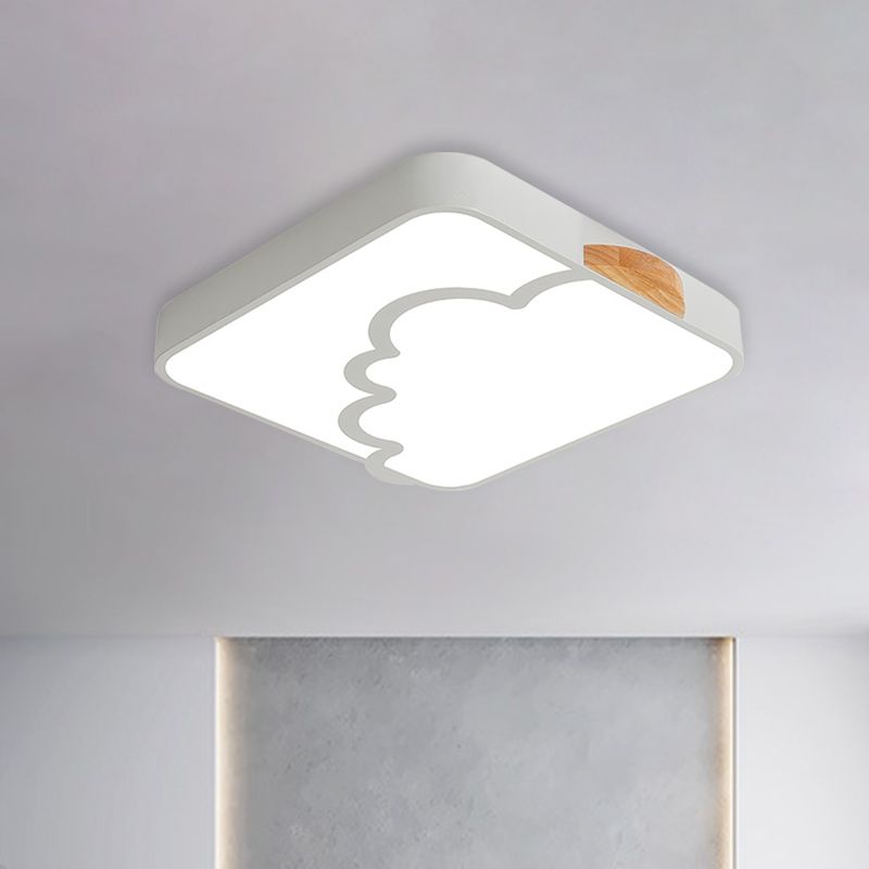 Quadratische Deckenflush Mount Minimalistische Acryl LED Schlafzimmer Flushmount Beleuchtung in Grau/Weiß/Grün mit Holz Detail