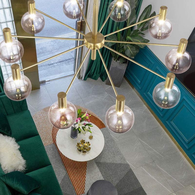 Modern Style Clear Glass Ball Chandelier Light Simplicity Multi Lights Suspension Lamp for Dining Room