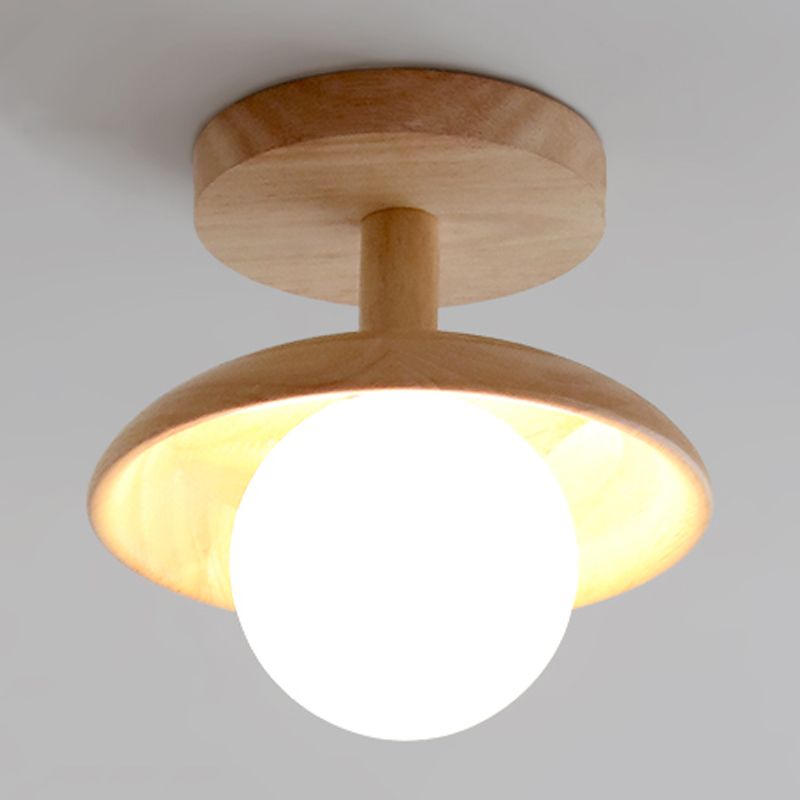 Luminaire à chasse d'eau contemporain 1 Light Wood Flush Mount Lampes en marron