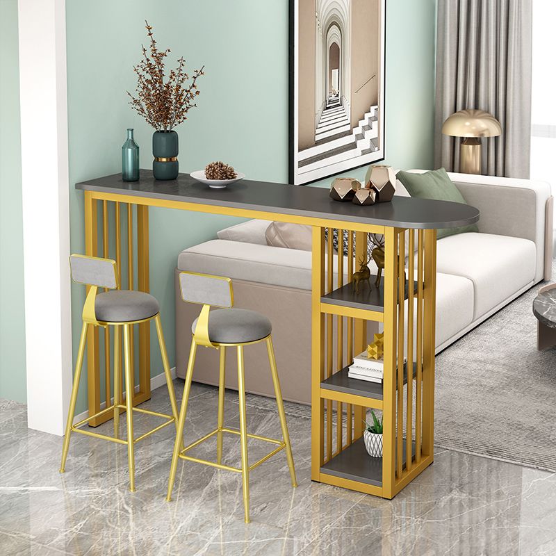 Glam Style Bar Table Set 2/3 Pcs Gold Frame Bar Table Set for Living Room