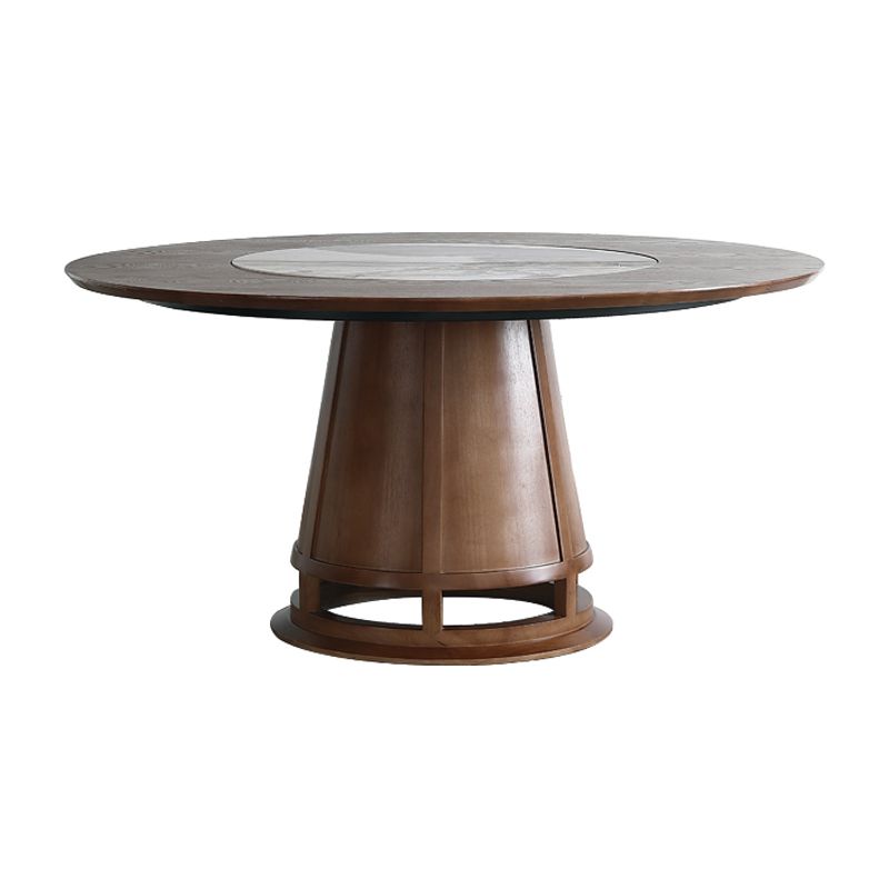 Solid Wood Dining Table Contemporary Style Round Dining Site Table with Turntable