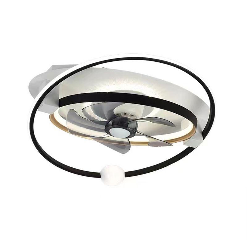 5-Blade Children LED Ceiling Fan Metallic Polish Finish Fan with Light for Room