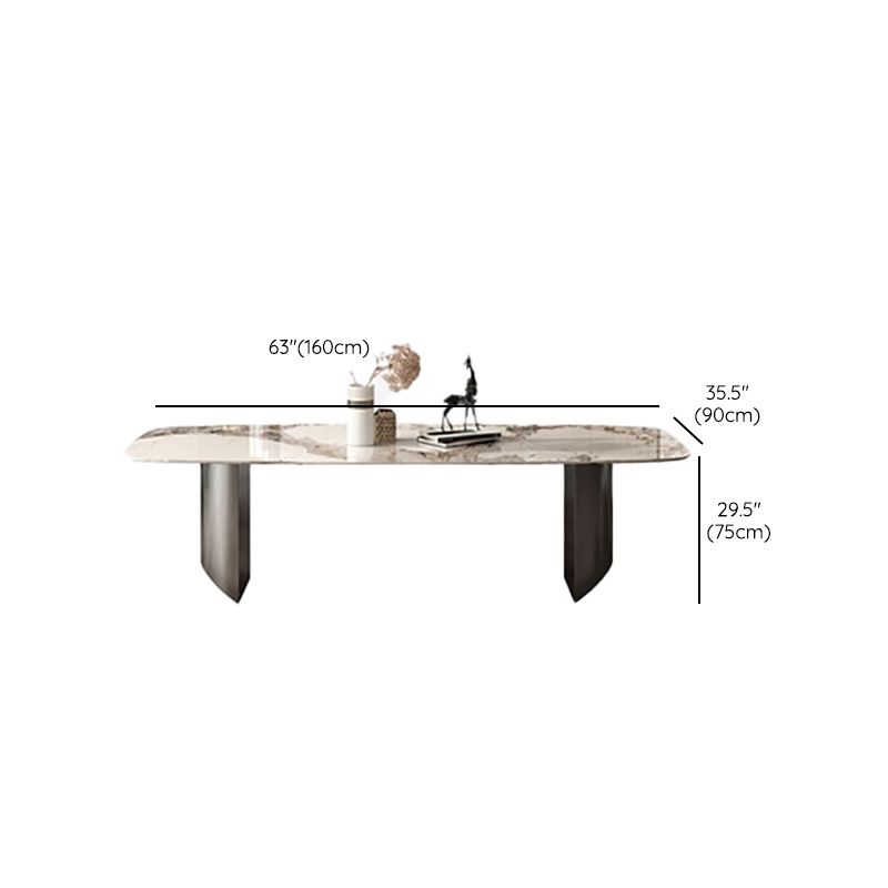 Contemporary Dining Table Sintered Stone Table with Metal Legs for Home Use