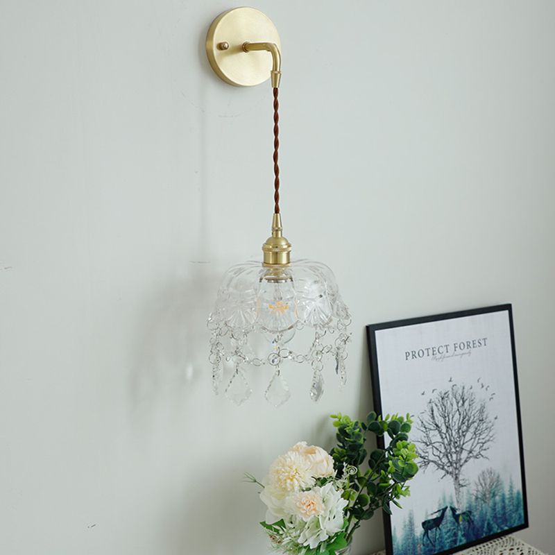 1-Light Modern Nordic Gold Wall Lights Glass Wall Mounted Lamps for Bedroom