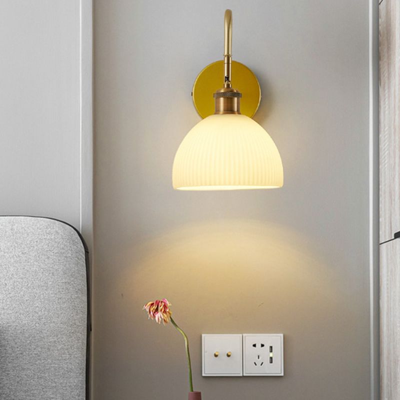 1-Light Wall Lamp Modern Wall Mount Lamp with Glass Shade for Bedroom