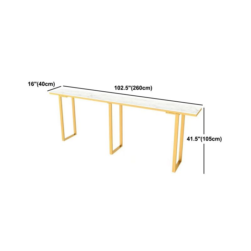 Rectangular Artificial Marble Top Bar Table Luxurious Bar Table with Metal Base in Gold