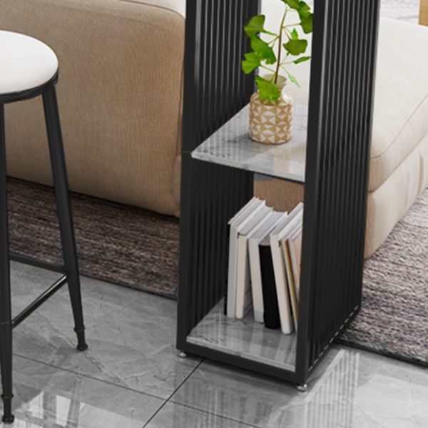 Modern Rectangle Bar Table Set 1/3 Pcs Black and Gold Metal Frame Bar Table and Stools